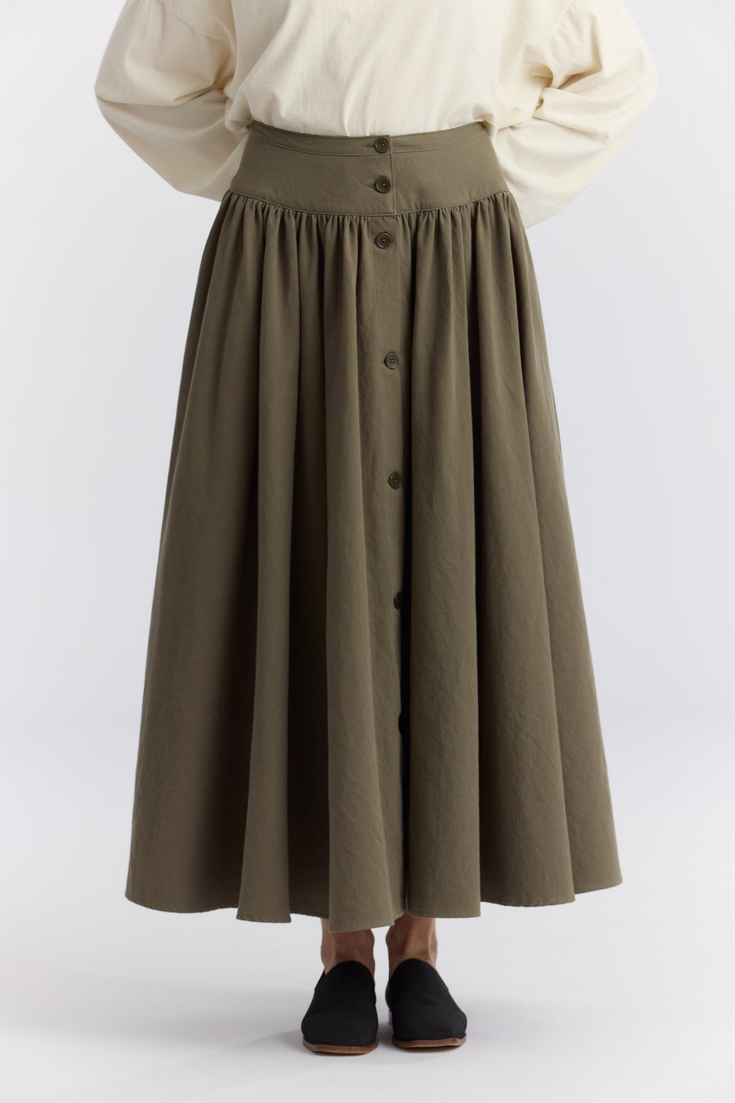 CIRCULAR SKIRT / DK. OLIVE