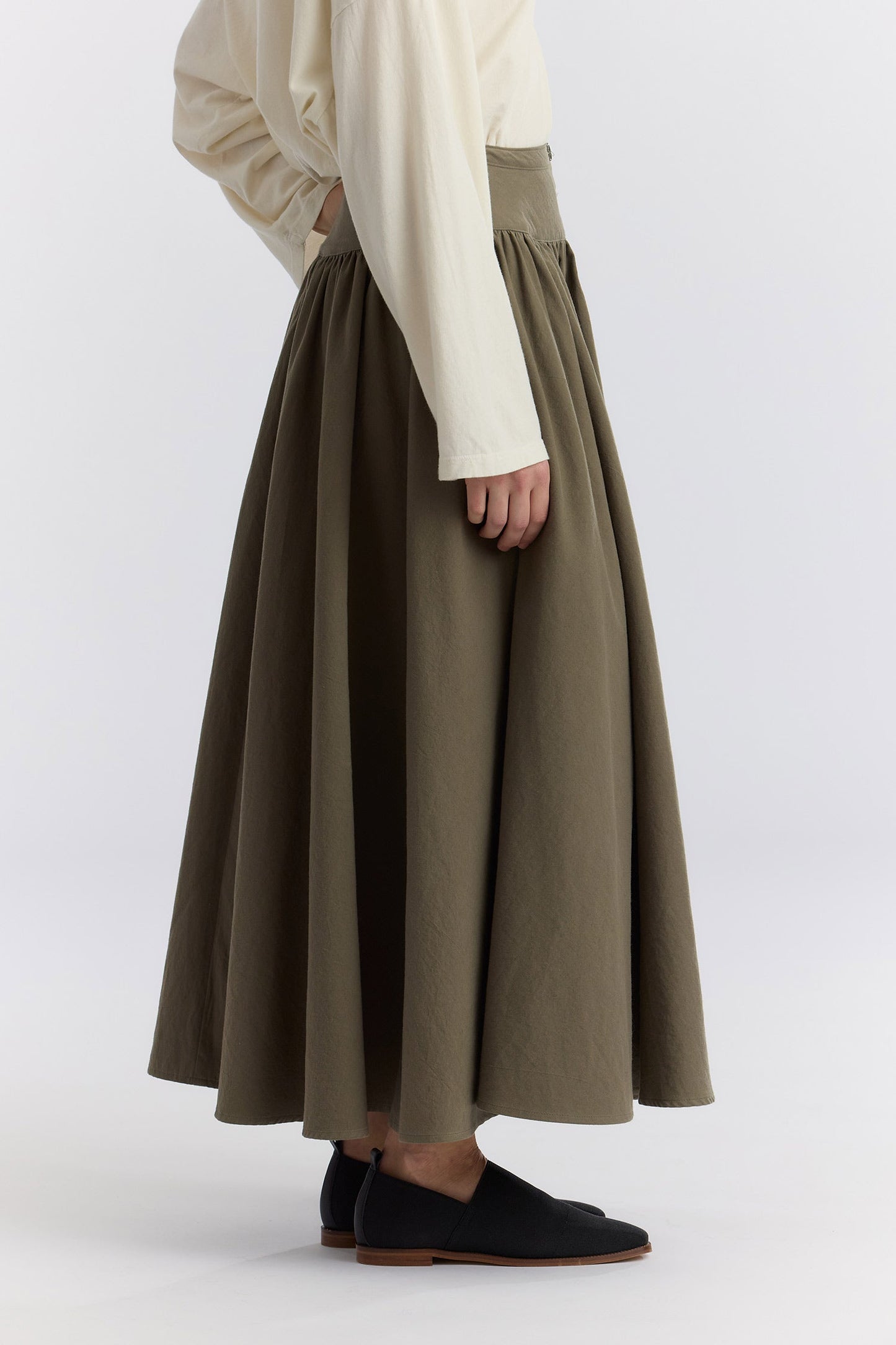 CIRCULAR SKIRT / DK. OLIVE