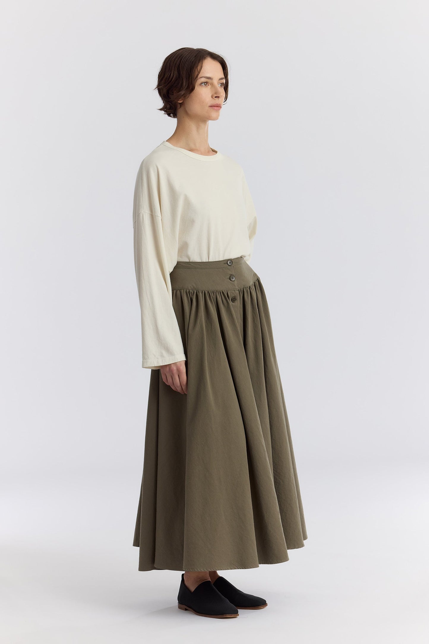 CIRCULAR SKIRT / DK. OLIVE