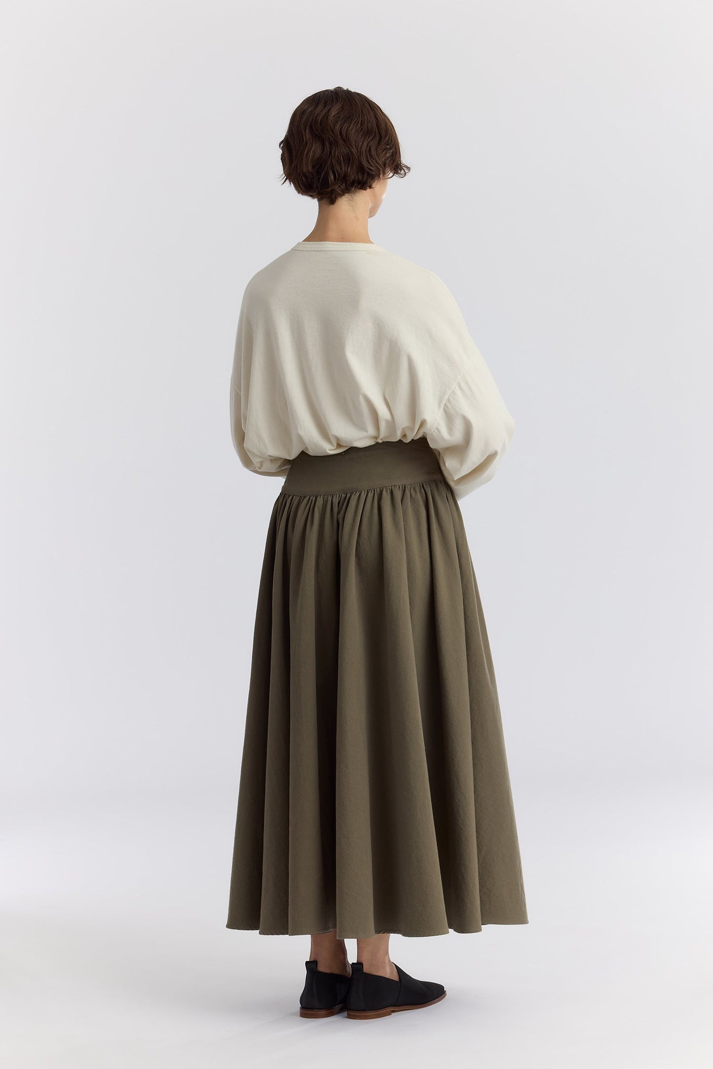 CIRCULAR SKIRT / DK. OLIVE