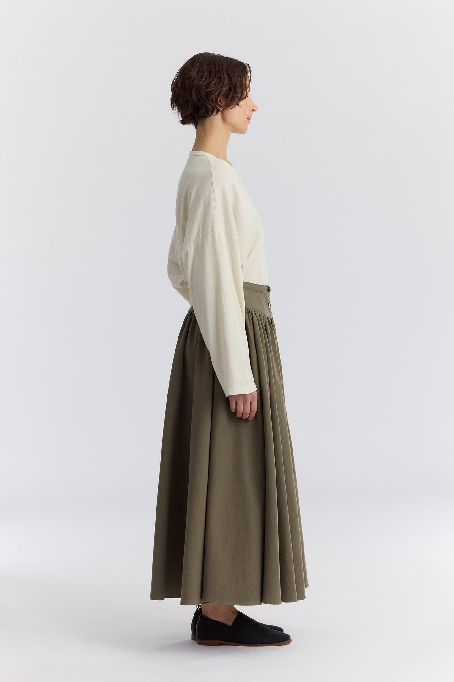 CIRCULAR SKIRT / DK. OLIVE