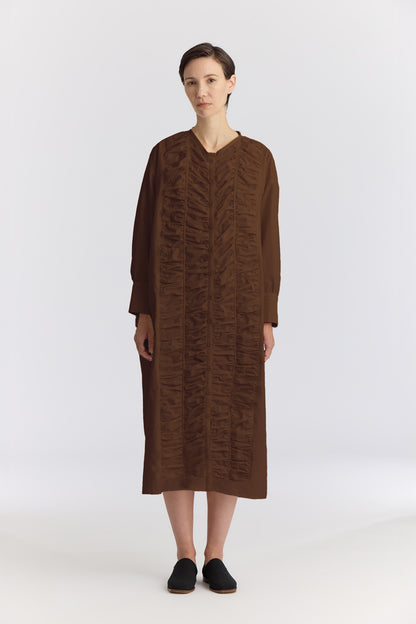 RUFFLED DRESS / CACAO / CK-FRD06