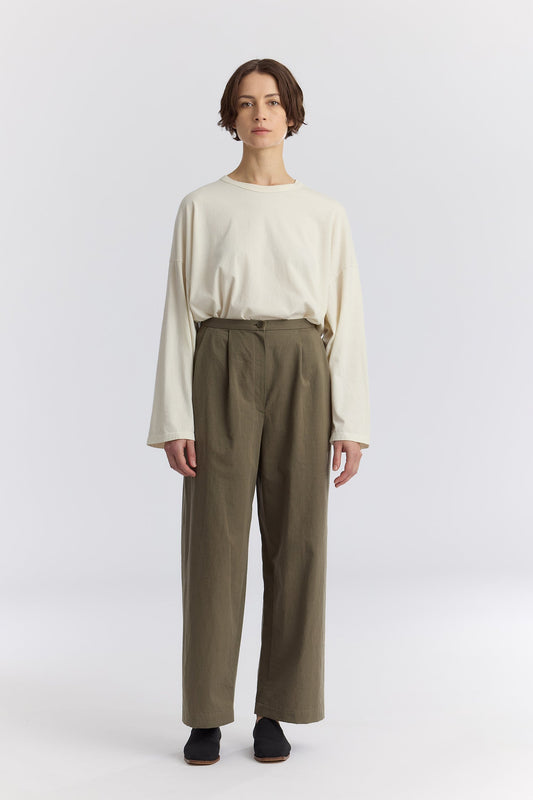 STRAIGHT TROUSERS / DK. OLIVE