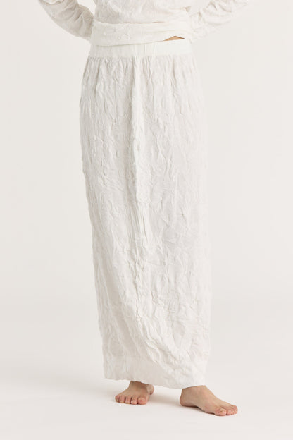 CRINKLED KNIT SKIRT / WHITE