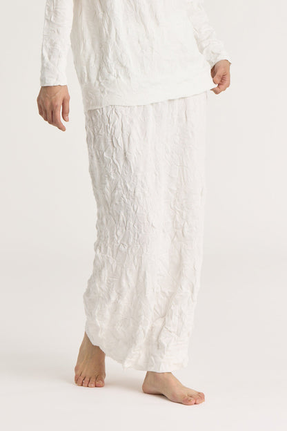 CRINKLED KNIT SKIRT / WHITE