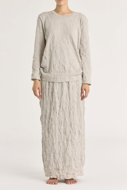 CRINKLED KNIT SKIRT / PLATINUM