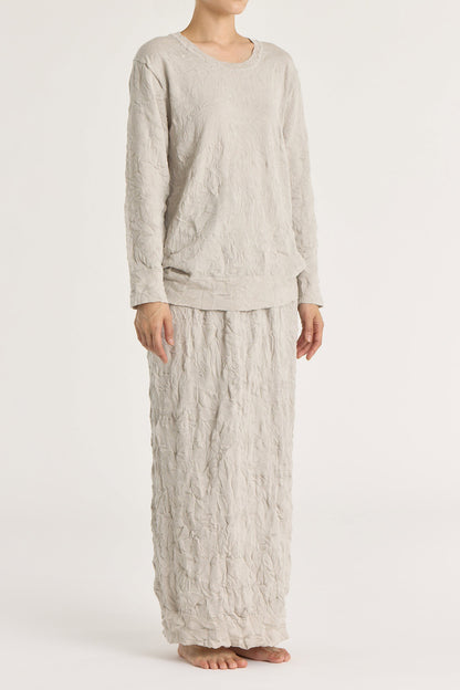 CRINKLED KNIT SKIRT / PLATINUM