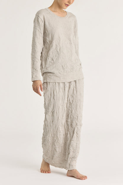 CRINKLED KNIT SKIRT / PLATINUM