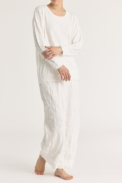 CRINKLED KNIT SKIRT / WHITE