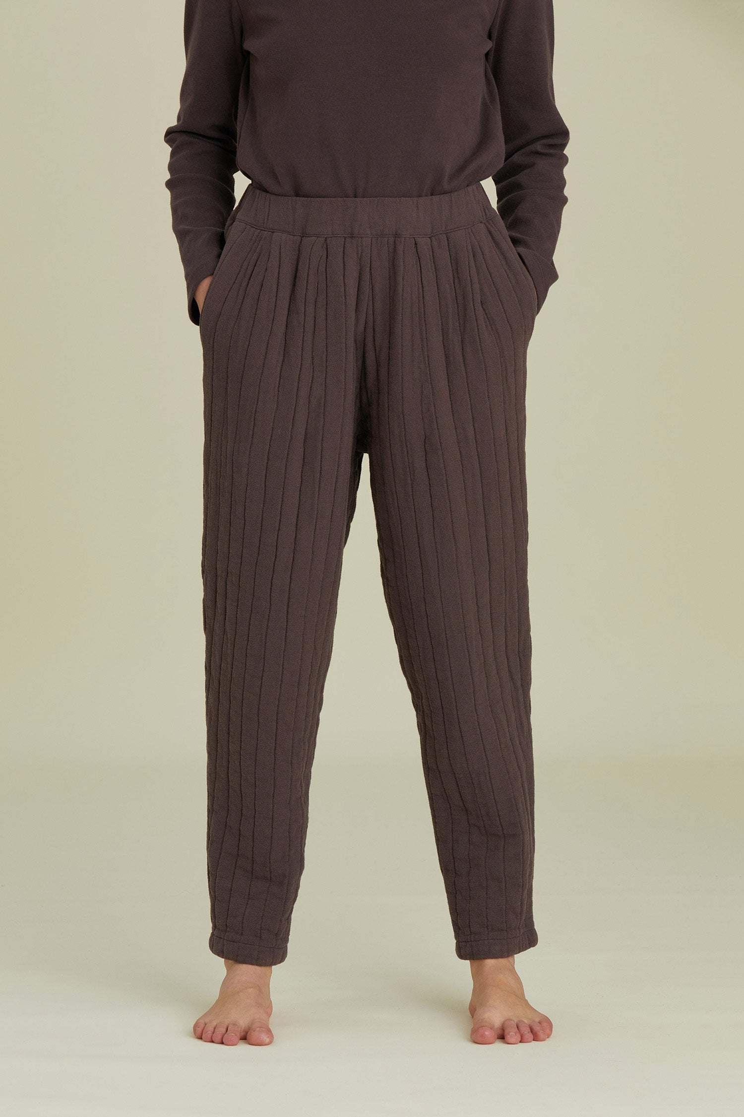 QUILTED EASY PANTS / PLUM