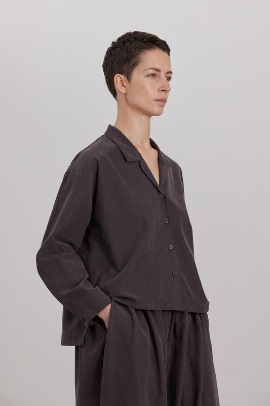 CROPPED L/S SHIRTS / DK. PLUM