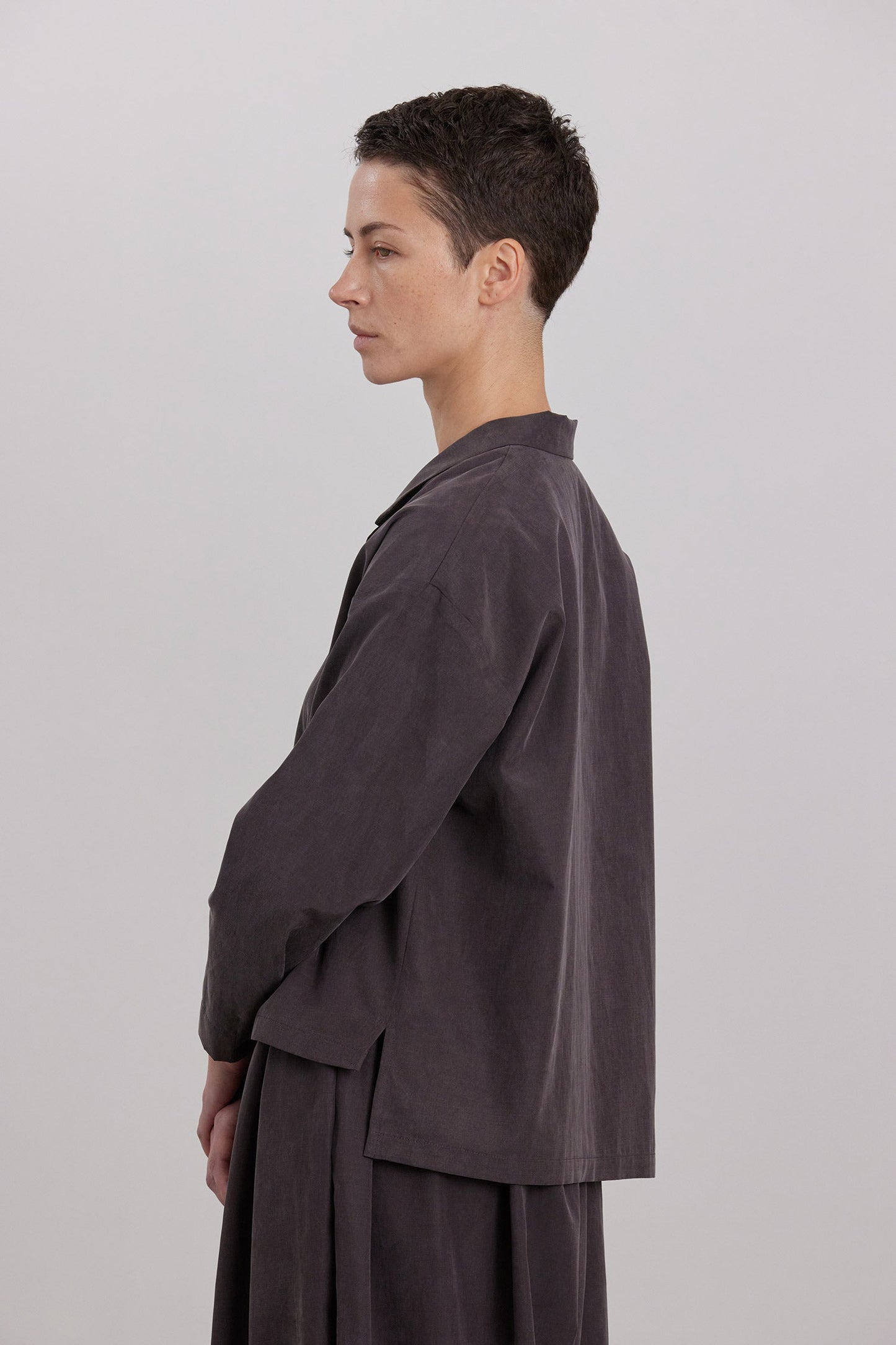 CROPPED L/S SHIRTS / DK. PLUM