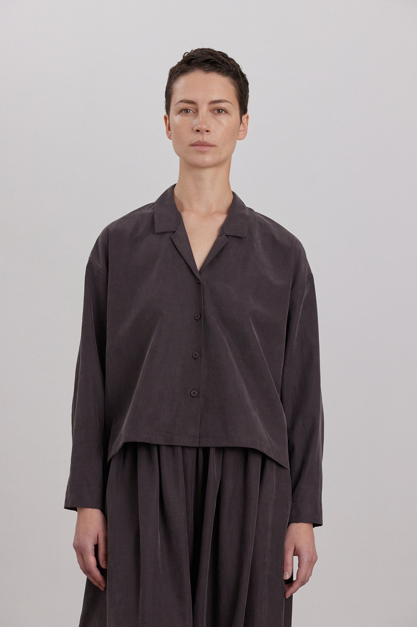 CROPPED L/S SHIRTS / DK. PLUM