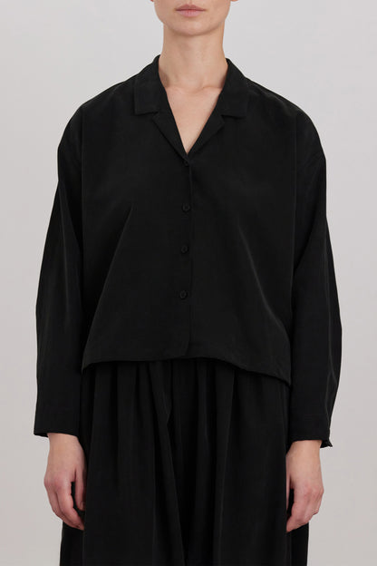 CUPRO BLOUSE / BLACK