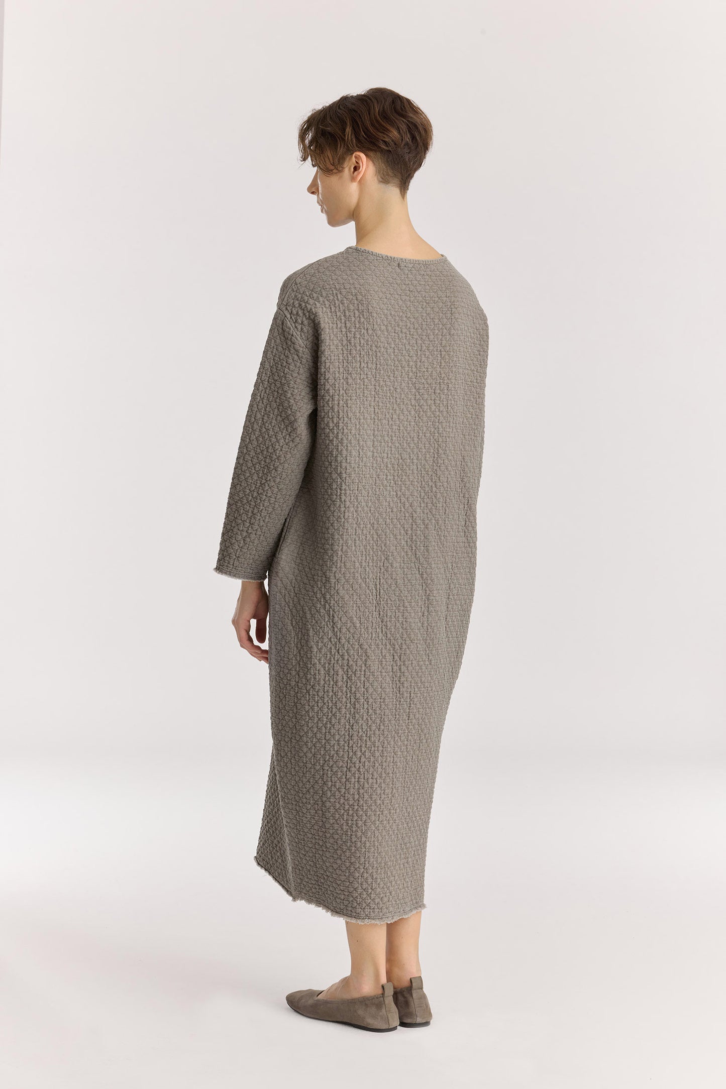 DIAMOND QUILTED DRESS / DK. LIME / DQ-LD18