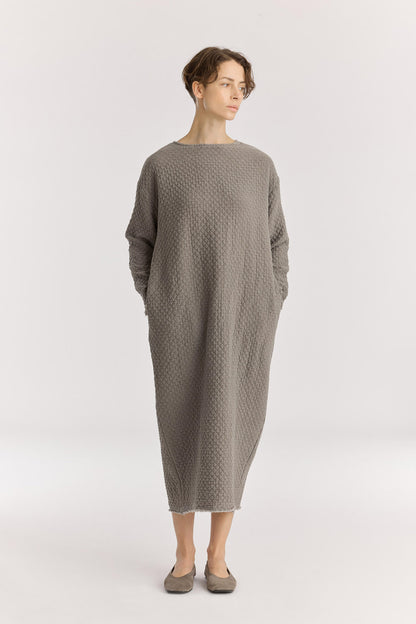 DIAMOND QUILTED DRESS / DK. LIME / DQ-LD18