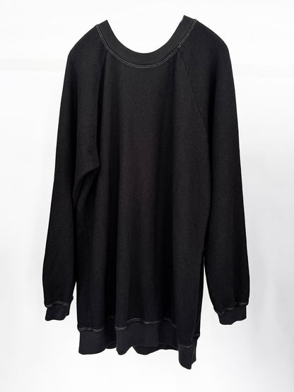 LONG RAGLAN SWEATSHIRT / BLACK with contrasted stitches