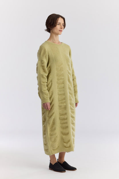 WATERFALL KNIT DRESS / LIME / KN-KD02