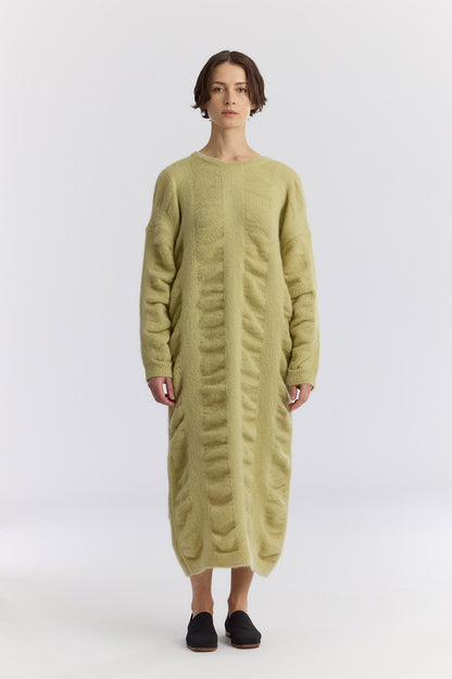 WATERFALL KNIT DRESS / LIME / KN-KD02