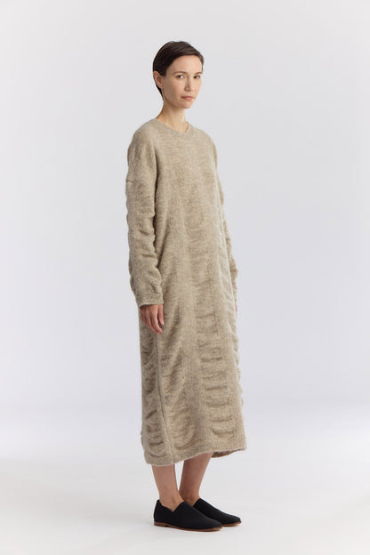 WATERFALL KNIT DRESS / NATURAL / KN-KD02