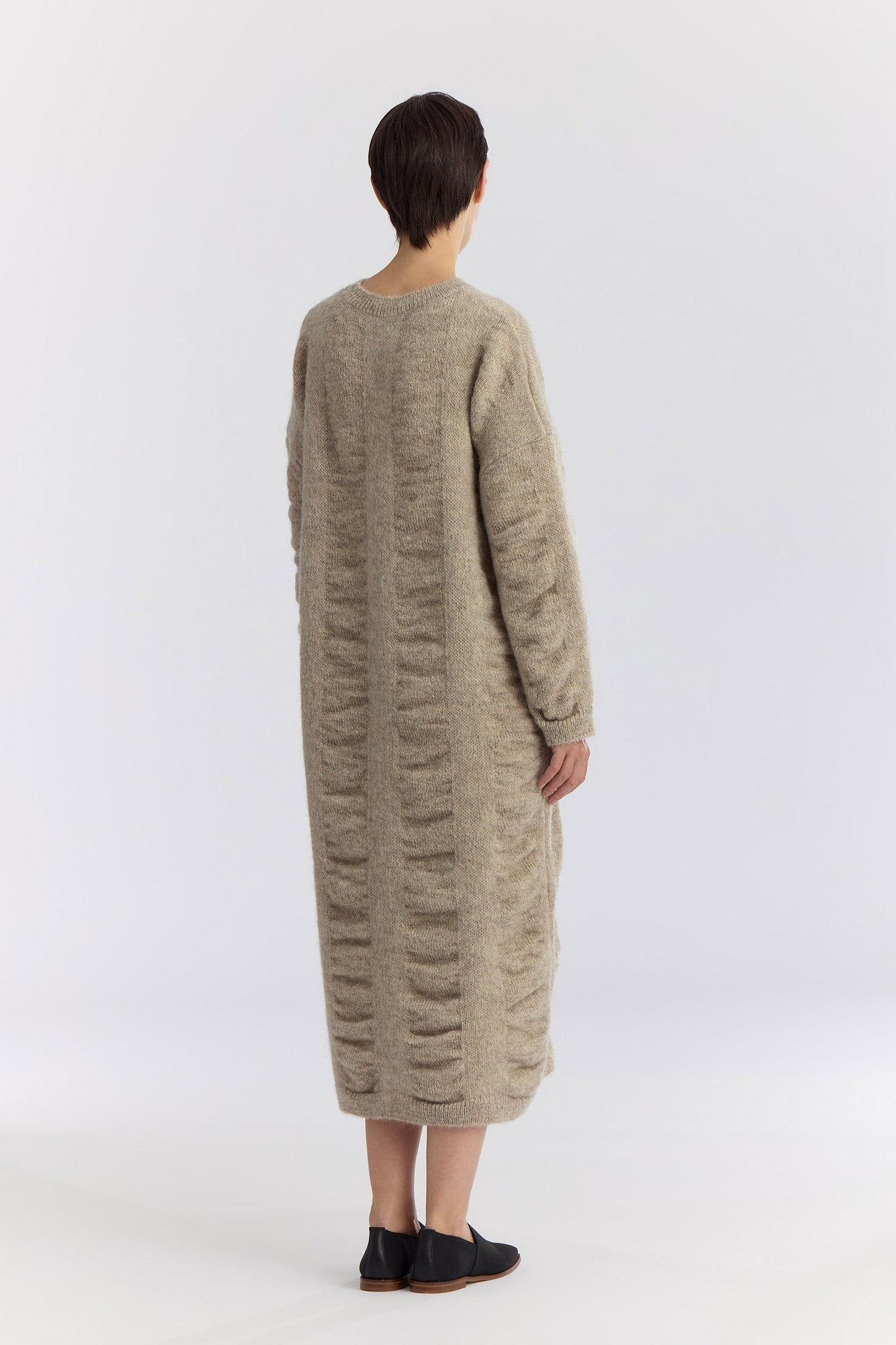 WATERFALL KNIT DRESS / NATURAL