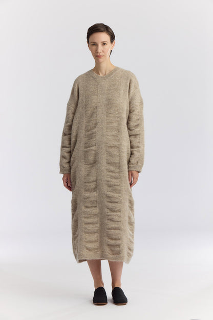 WATERFALL KNIT DRESS / NATURAL / KN-KD02