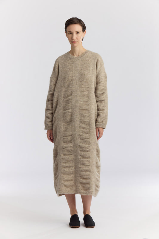 WATERFALL KNIT DRESS / NATURAL / KN-KD02