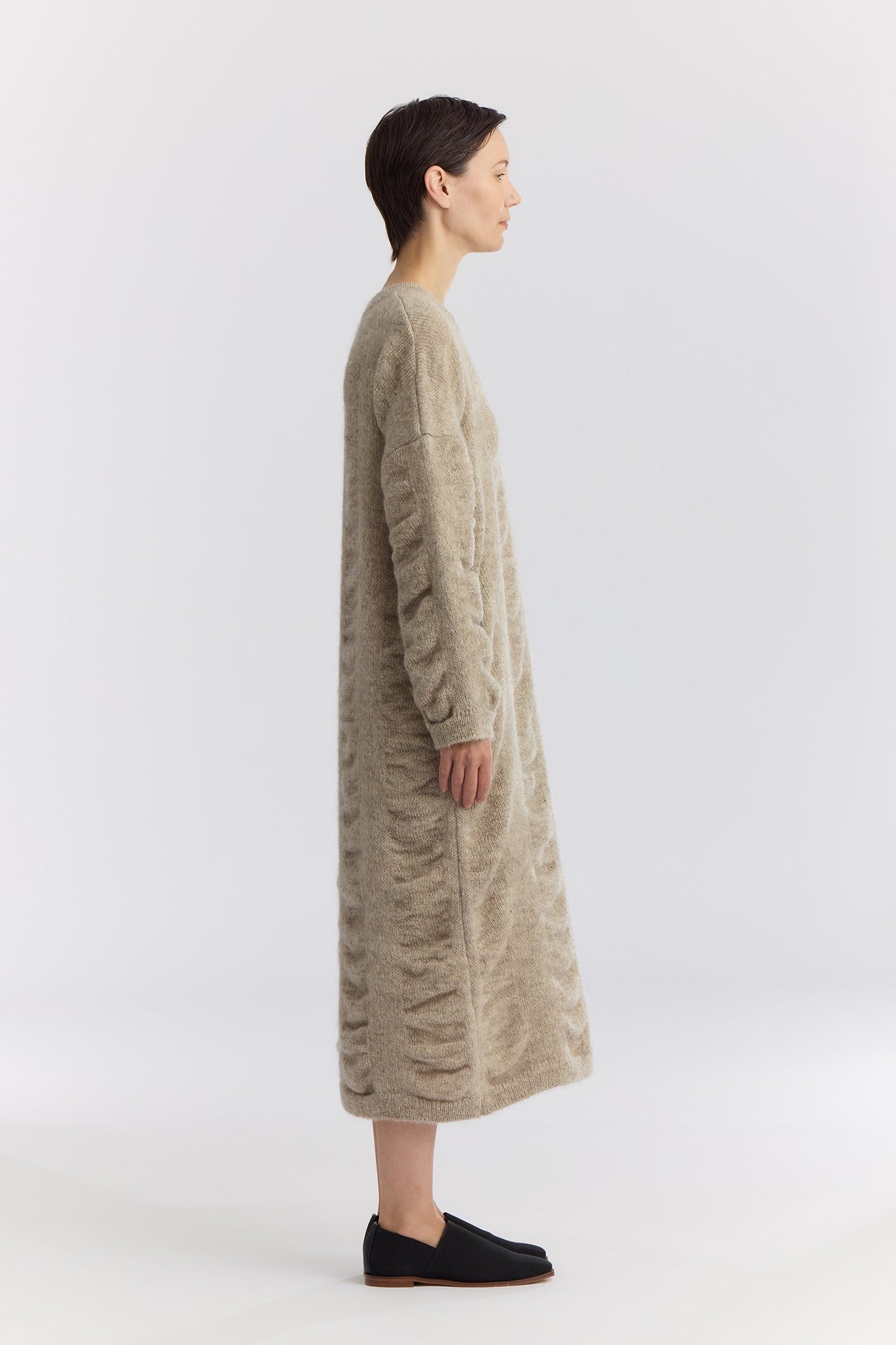 WATERFALL KNIT DRESS / NATURAL