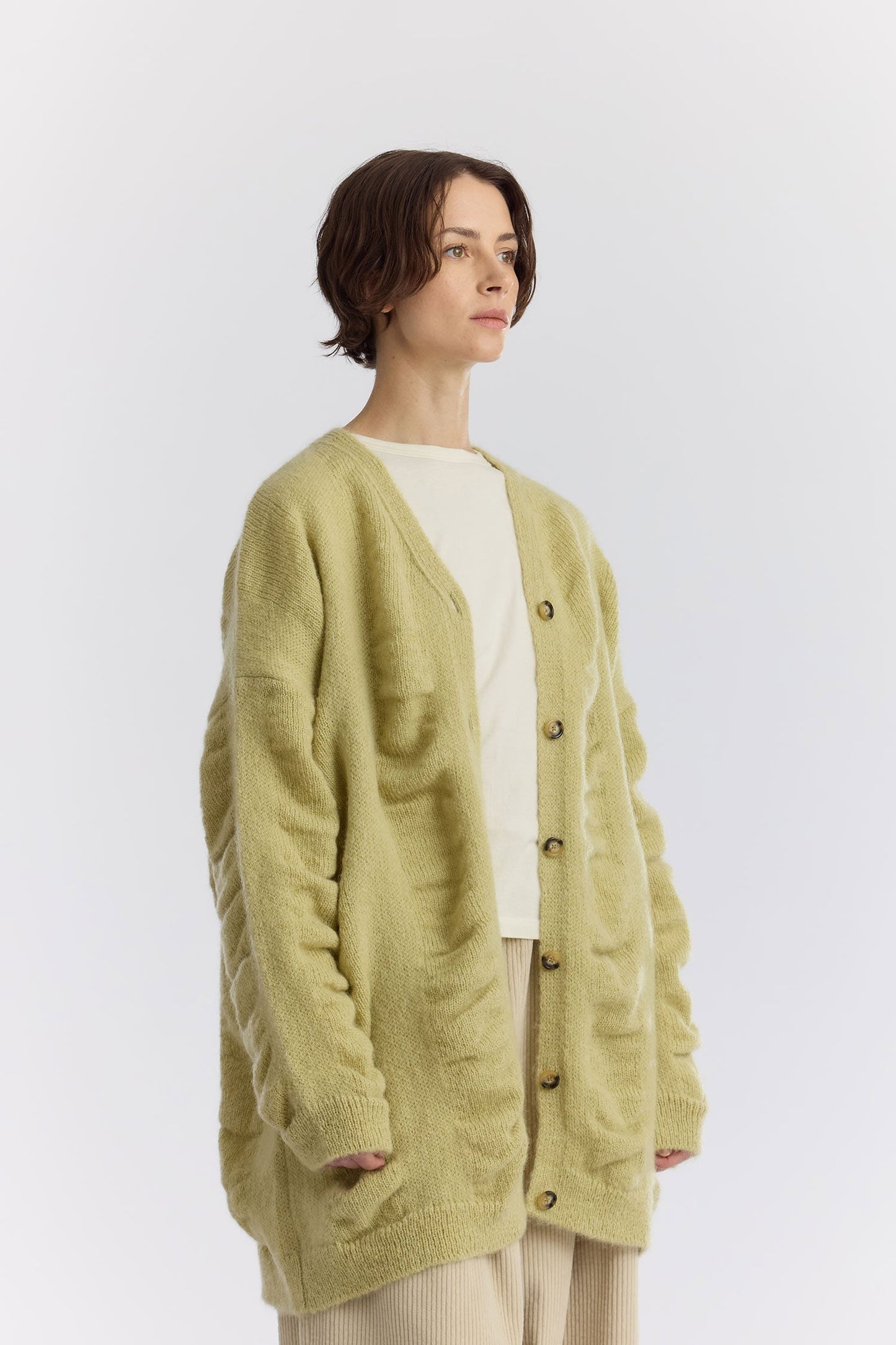 WATERFALL OVERSIZED LONG CARDIGAN / LIME