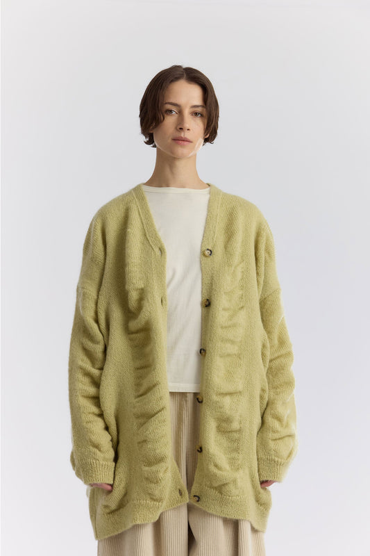 WATERFALL OVERSIZED LONG CARDIGAN / LIME