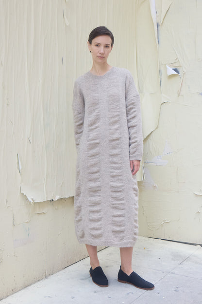 WATERFALL KNIT DRESS / NATURAL / KN-KD02