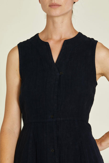 LINEN LEAF DRESS / BLACK / L-LFD26
