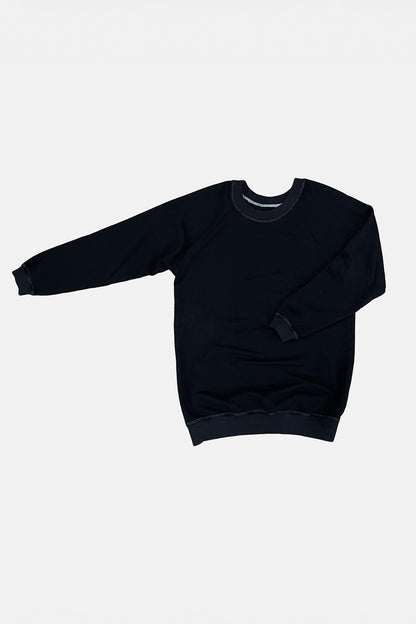 LONG RAGLAN SWEATSHIRT / BLACK with contrasted stitches