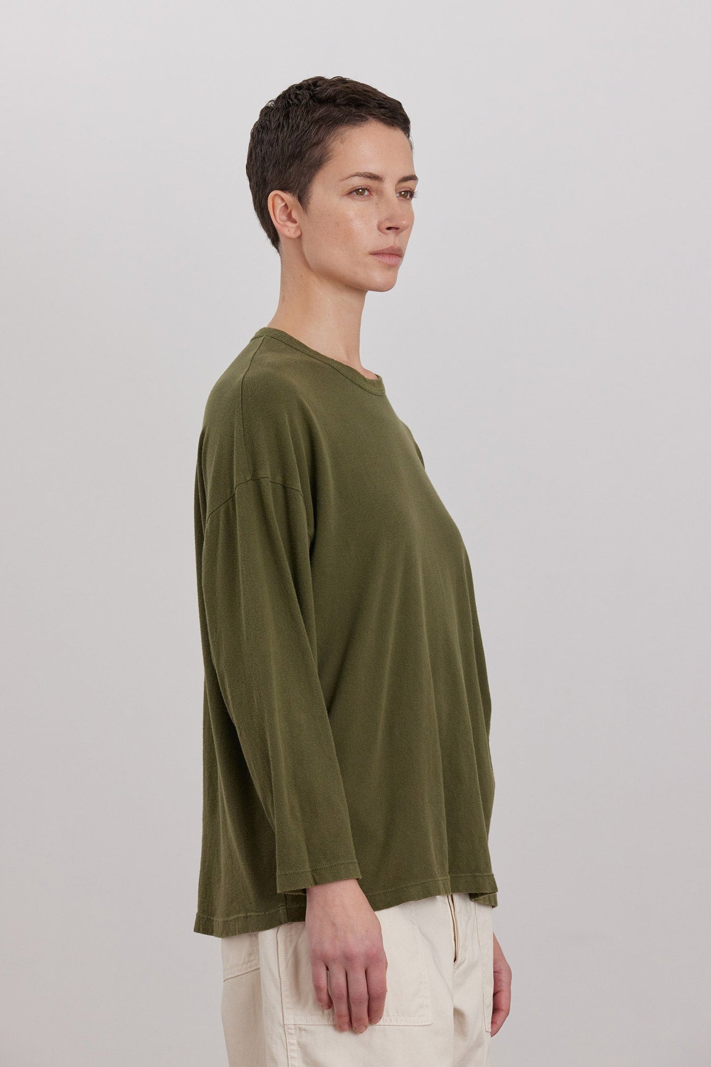 ORGANIC COTTON LOOSE FIT LONG SLEEVE / ARMY