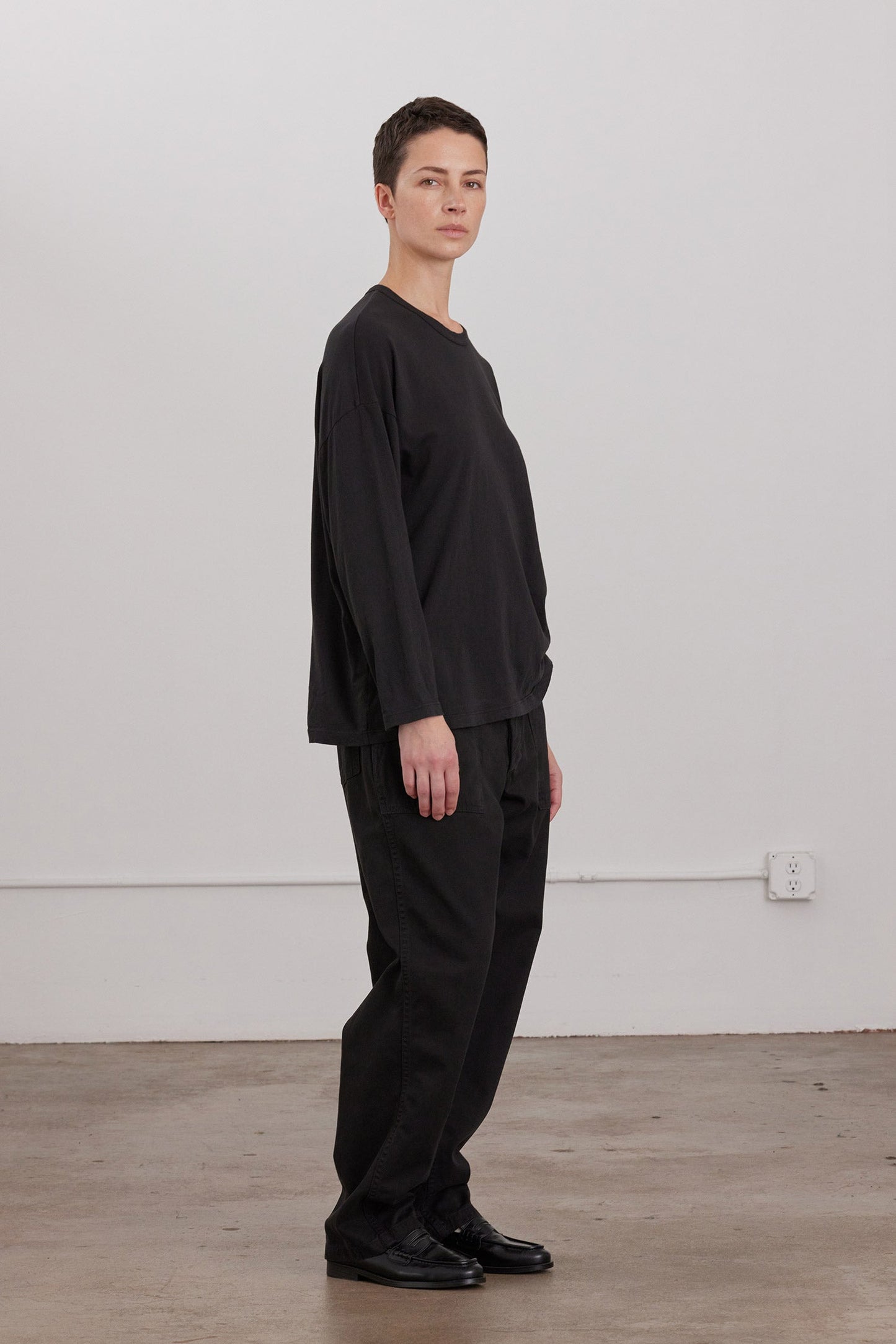 ORGANIC COTTON LOOSE FIT LONG SLEEVE / BLACK