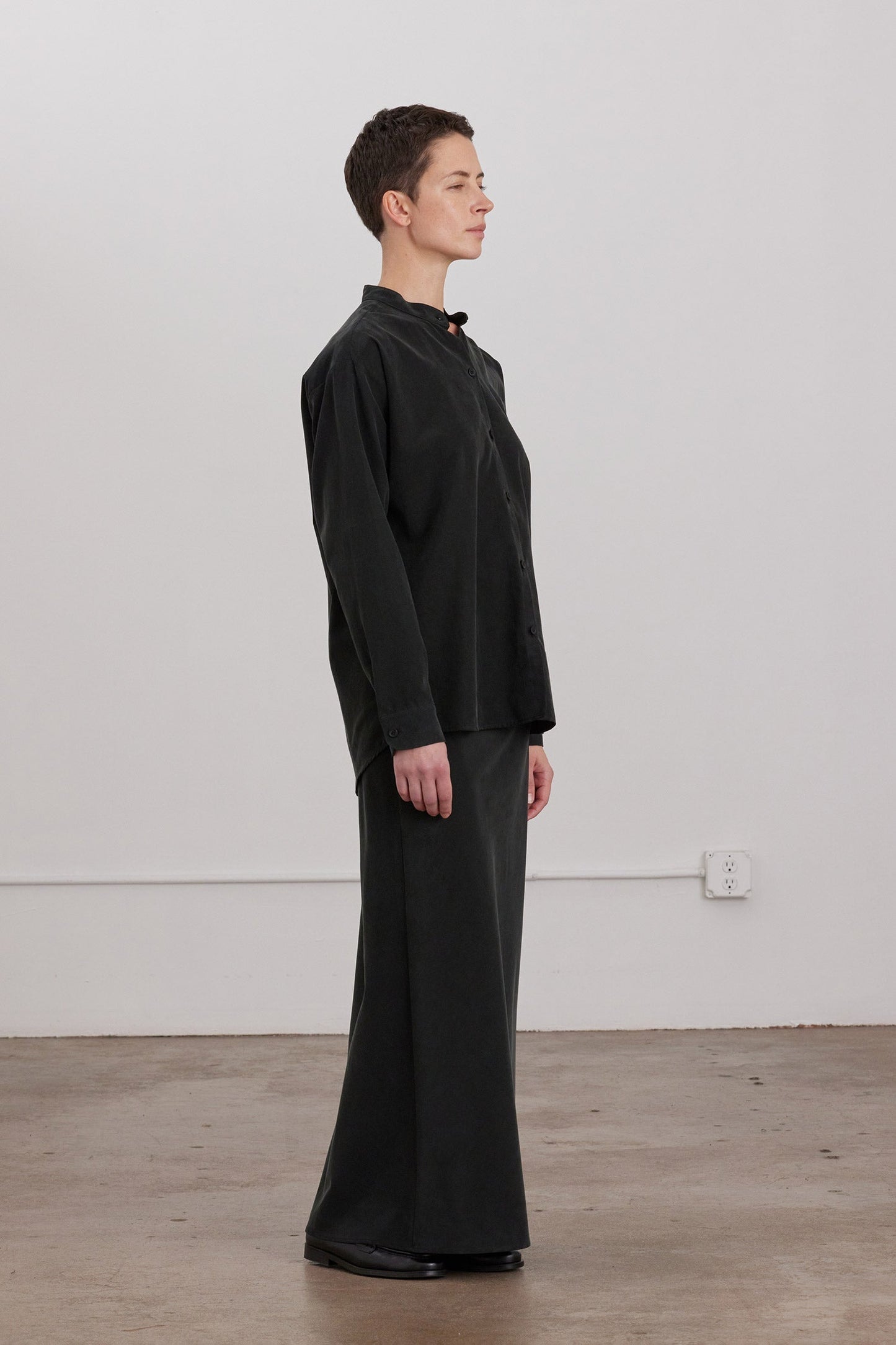 MAO COLLAR SHIRTS / BLACK