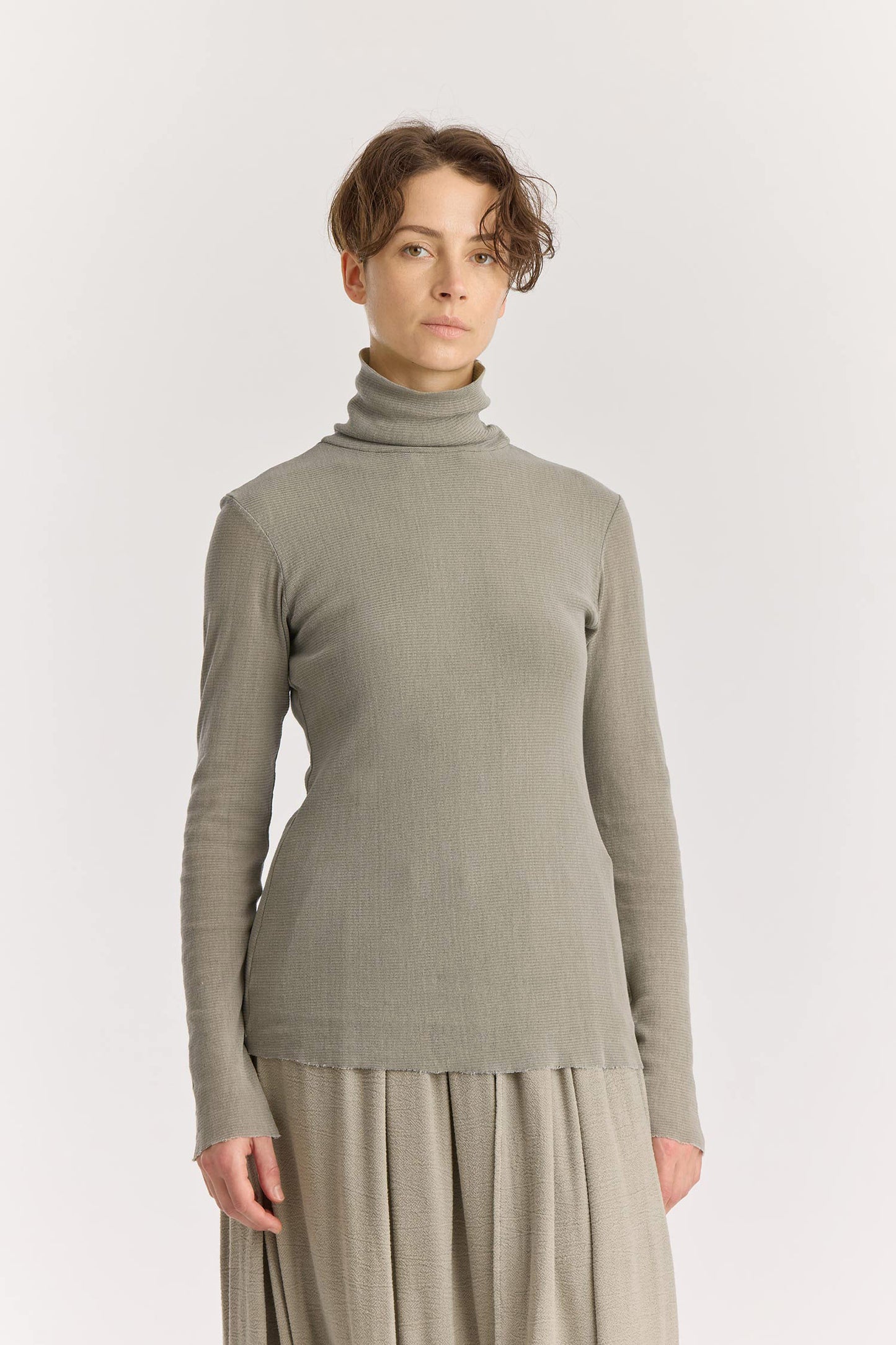 DOUBLE MESH TURTLENECK / P. GREY / MC-TN04 (UNEVEN DYE)