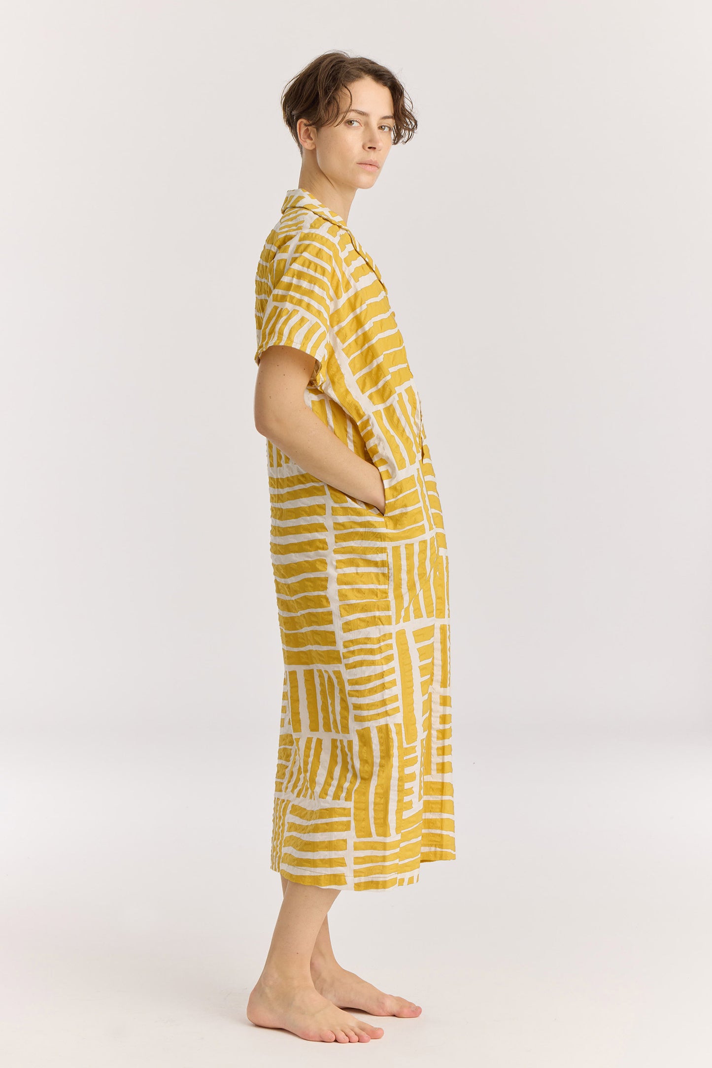 NARROW KITE DRESS / PRINT GOLD