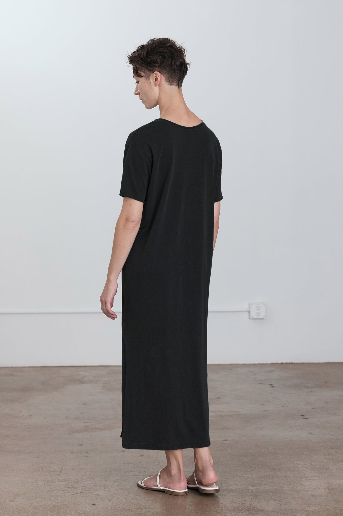 ORGANIC COTTON LONG TEE DRESS / BLACK / OC-LTD19