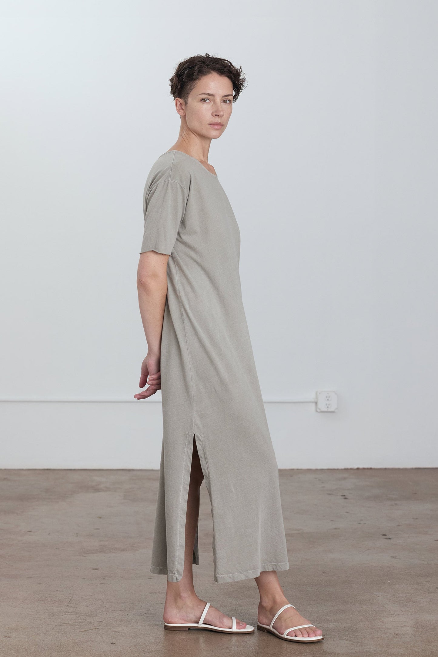 ORGANIC COTTON LONG TEE DRESS / GREY