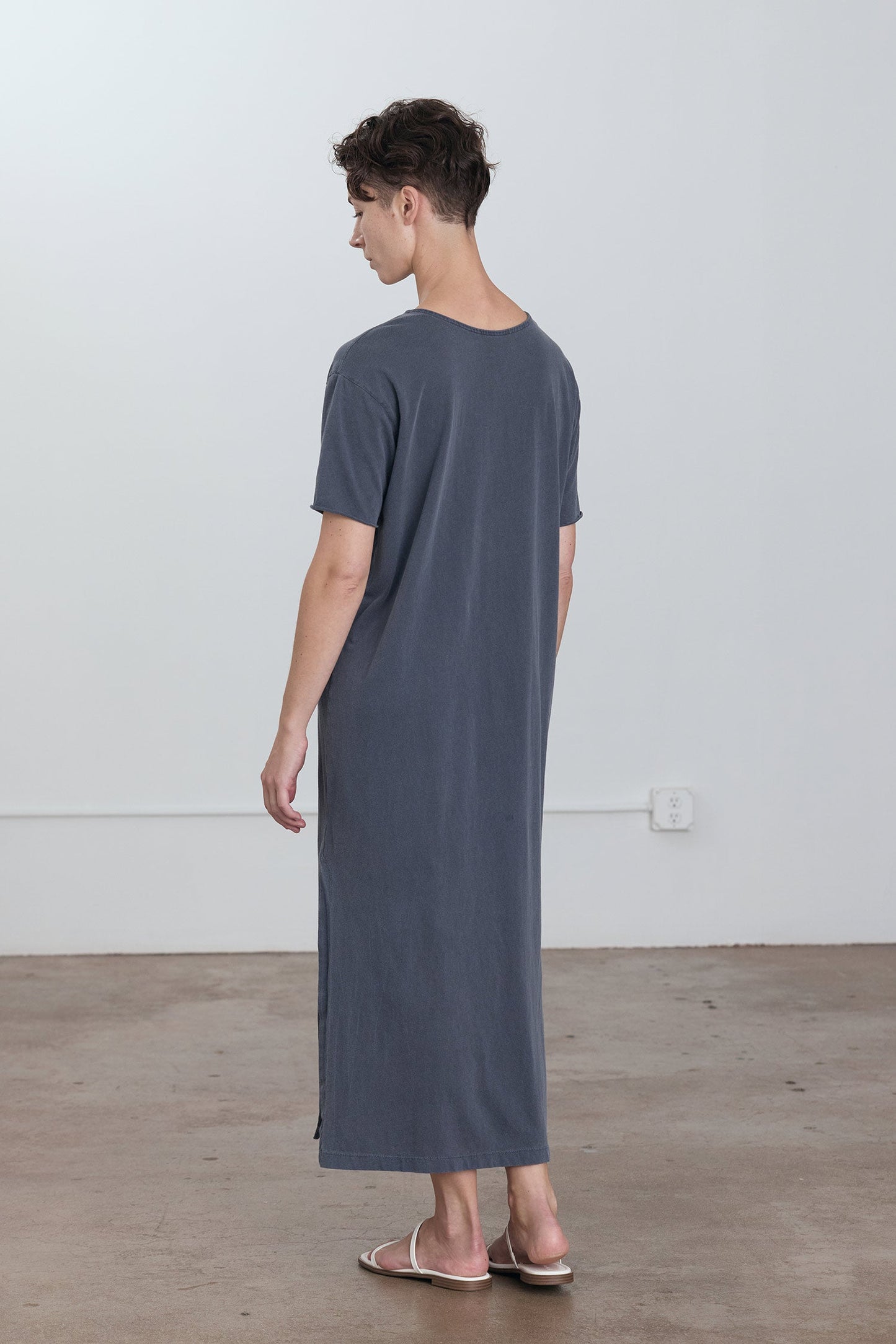 ORGANIC COTTON LONG TEE DRESS / INDIGO