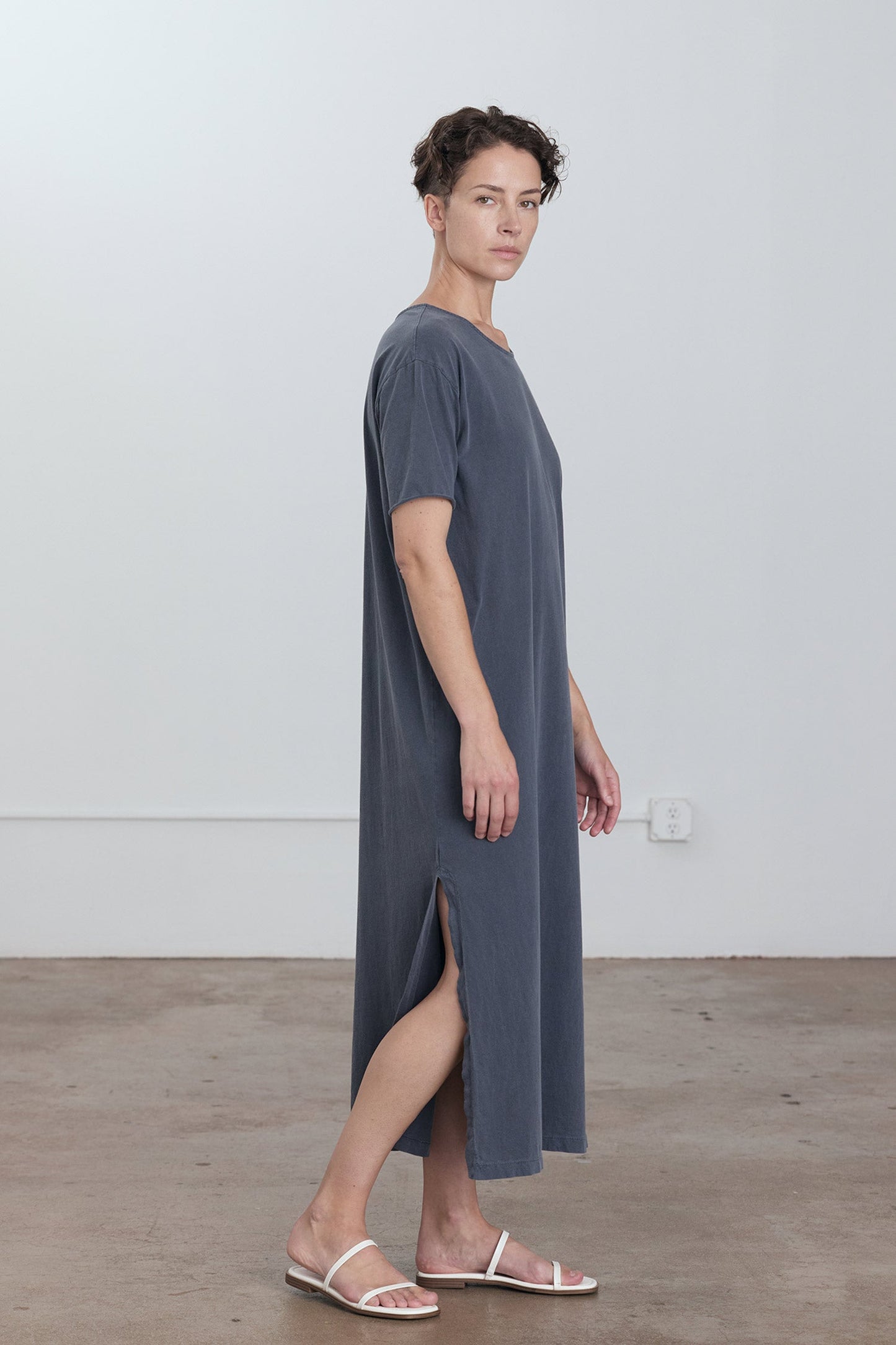 ORGANIC COTTON LONG TEE DRESS / INDIGO