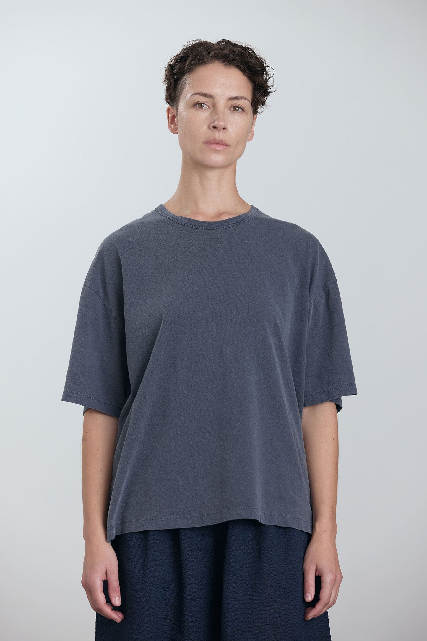 ORGANIC COTTON WIDE SHORT SLEEVE TEE / INDIGO