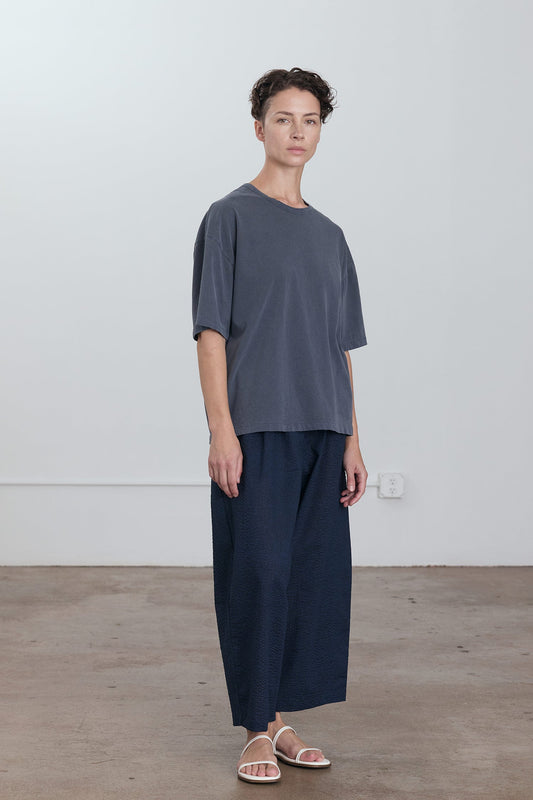 ORGANIC COTTON WIDE SHORT SLEEVE TEE / INDIGO