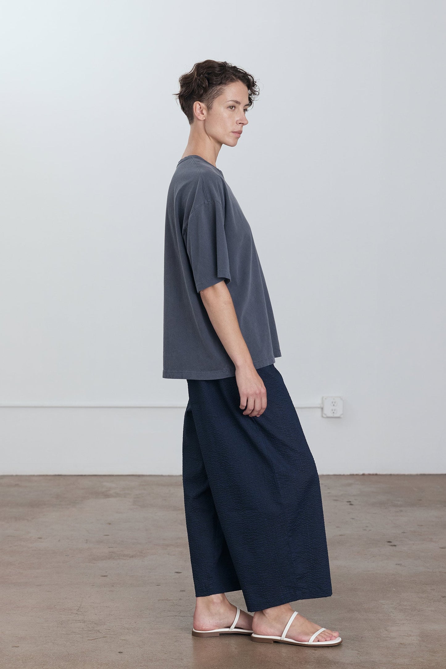 ORGANIC COTTON WIDE SHORT SLEEVE TEE / INDIGO