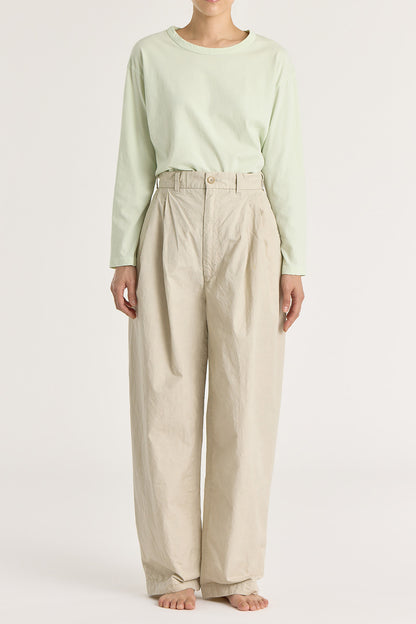 HIGH WAISTED CRINKLED WIDE TROUSERS / STONE