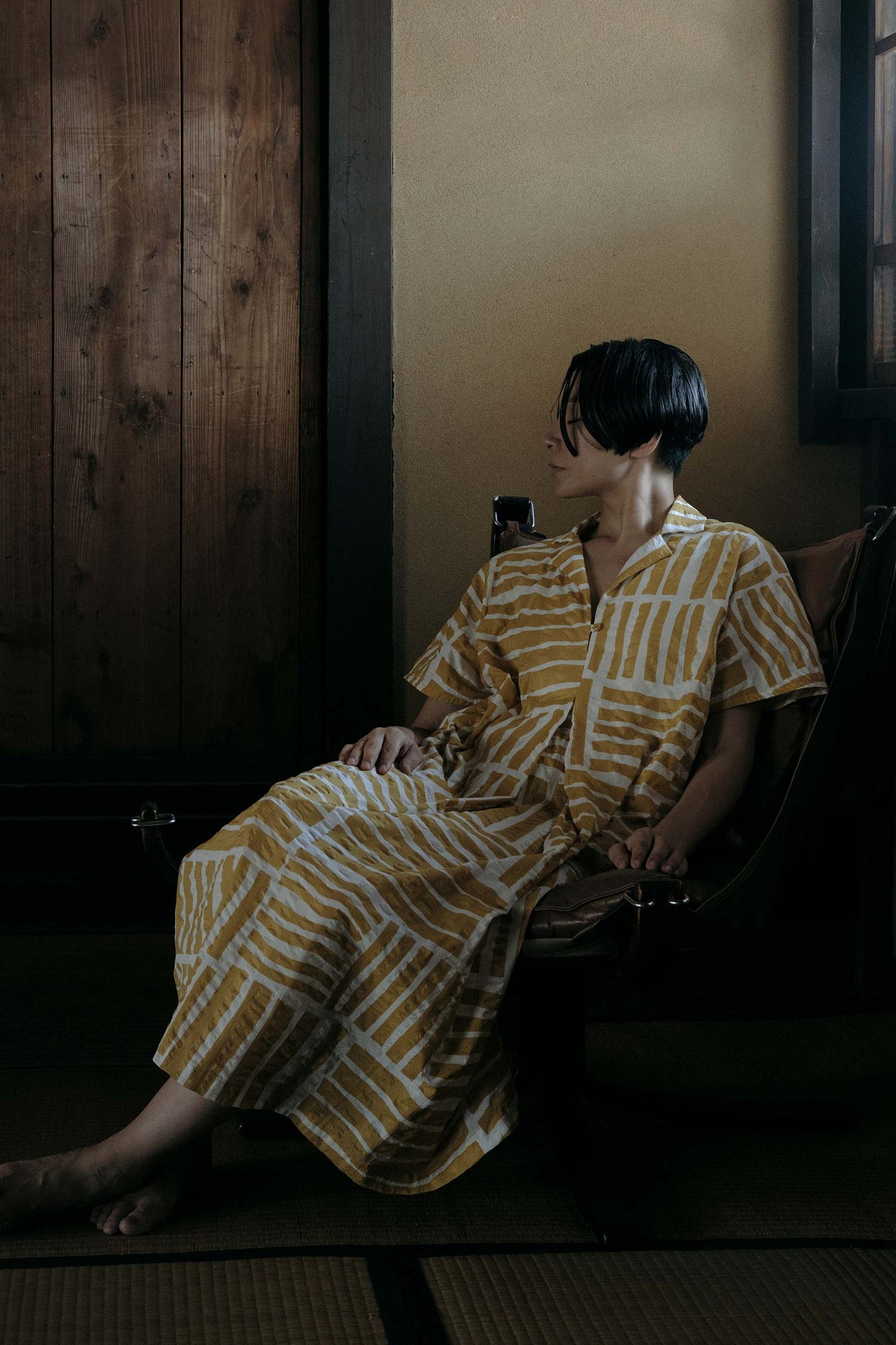 NARROW KITE DRESS / PRINT GOLD