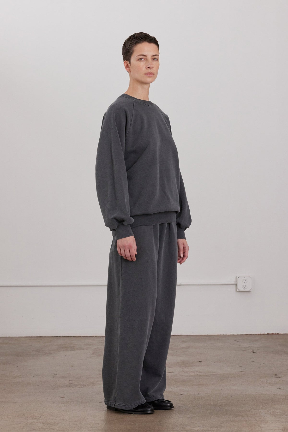 ORGANIC COTTON CASHMERE WIDE LONG SWEATPANTS / INDIGO