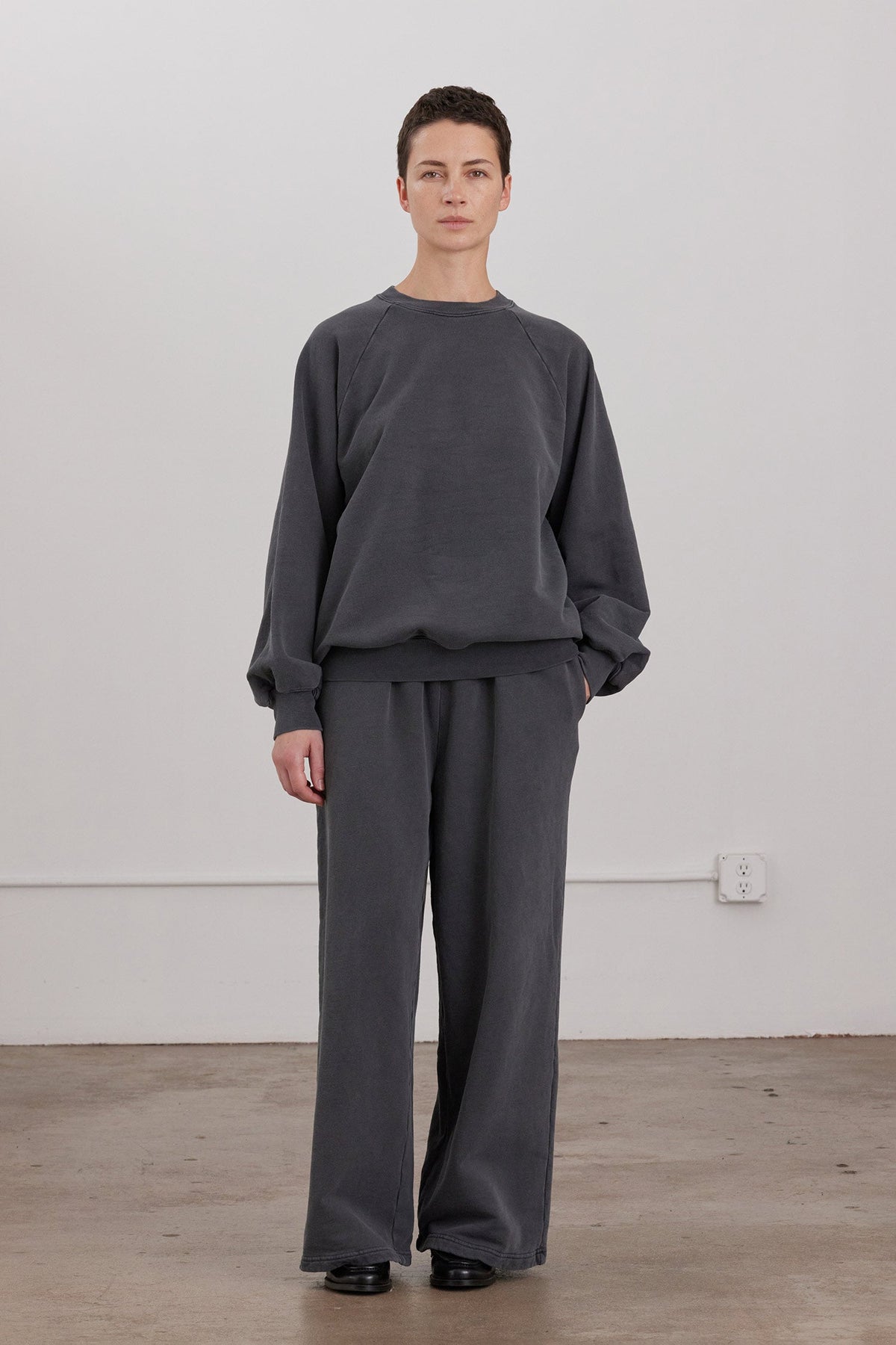 ORGANIC COTTON CASHMERE WIDE LONG SWEATPANTS / INDIGO