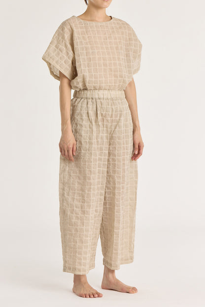 RIPPLE FINISH WIDE PANTS / BEIGE